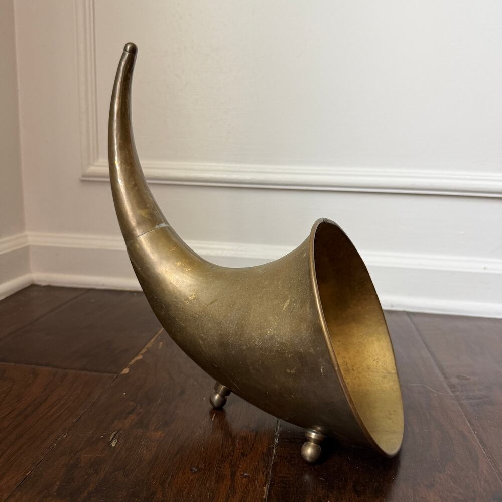 Vintage Brass Cornucopia Footed Horn 1920s-30s Hollywood Regency